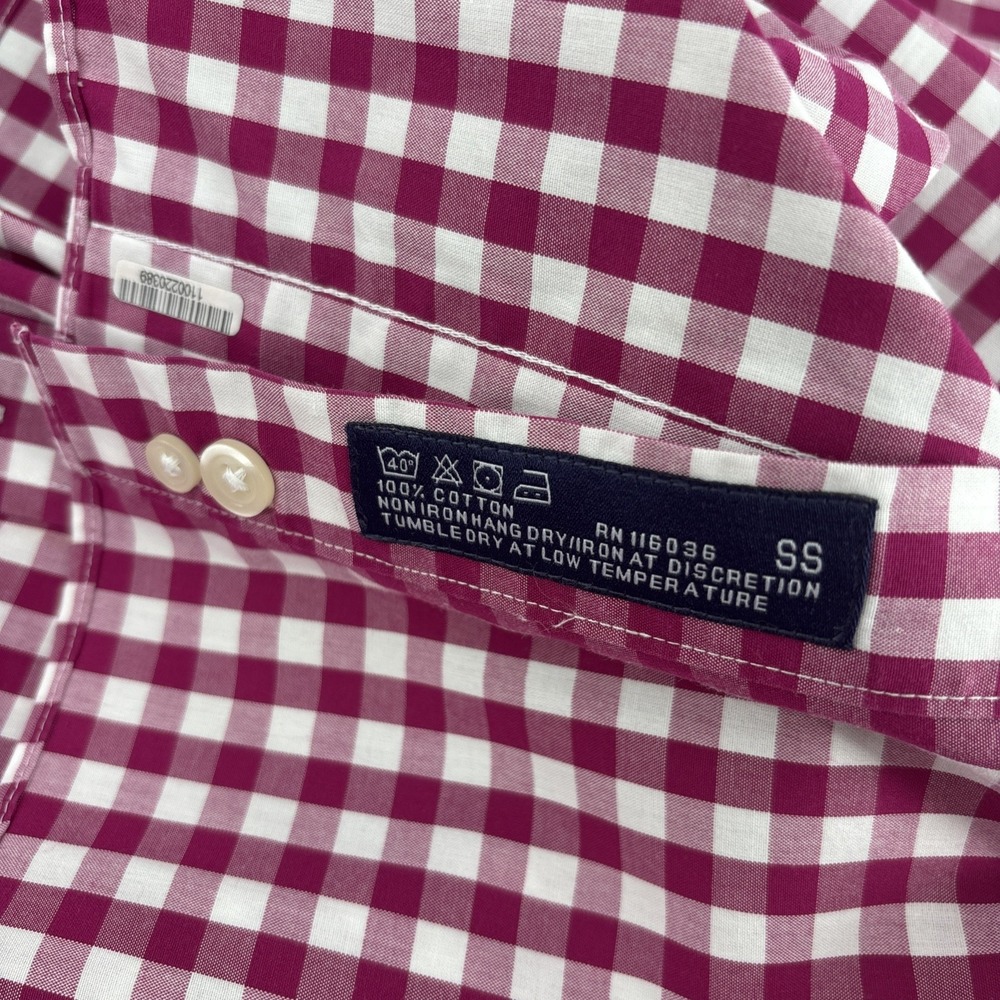 Charles Tyrwhitt Weekend Shirt Mens XL  Magenta White Check Classic Fit Non Iron - Picture 7 of 10